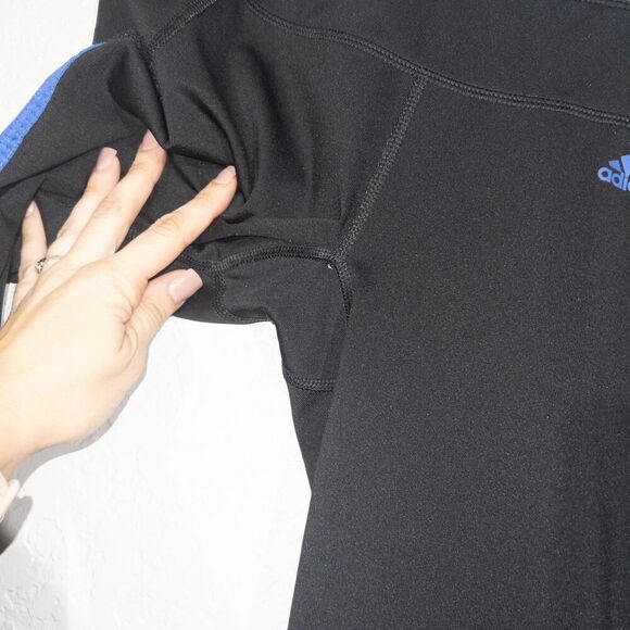 Adidas Black & Blue Three Stripe Climalite Athletic Shorts Size Small - Picture 4 of 6